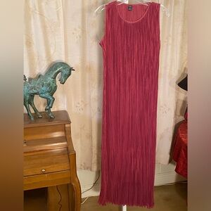 Raspberry Micro Pleated Midi Dress. SHEIN. Sleeveless with ruffle hem. Size 2.